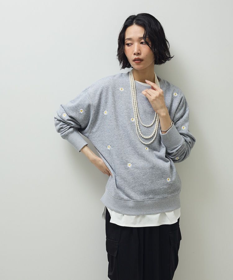 Green Parks「・swing by デイジー刺繍スウェット」|スウェット・ジャージ|Gray Mixture
