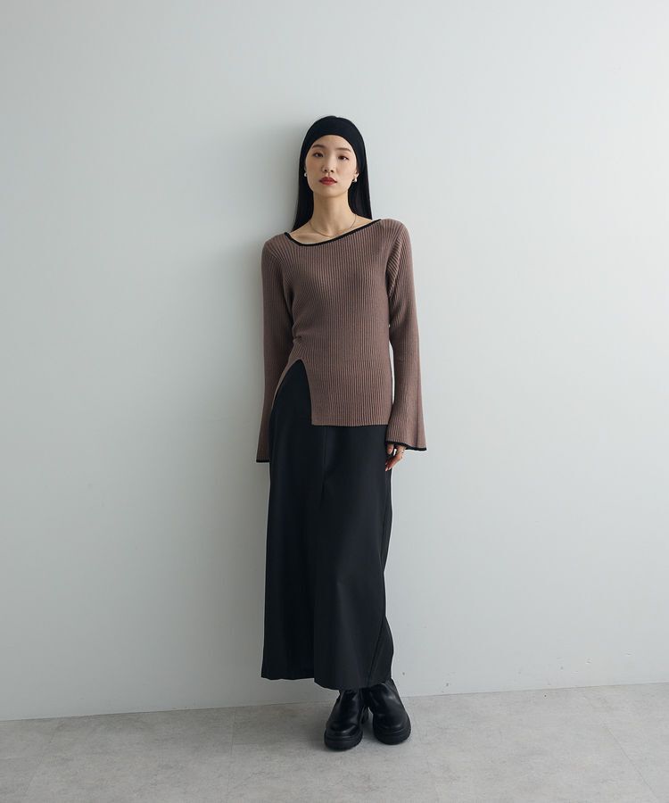 AnriettMusee「前後2wayアシンメトリー袖フレアリブニット」|ニット・セーター|