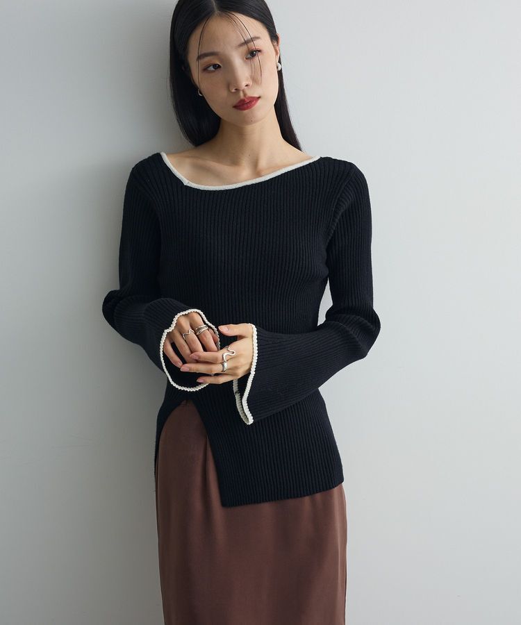 AnriettMusee「前後2wayアシンメトリー袖フレアリブニット」|ニット・セーター|