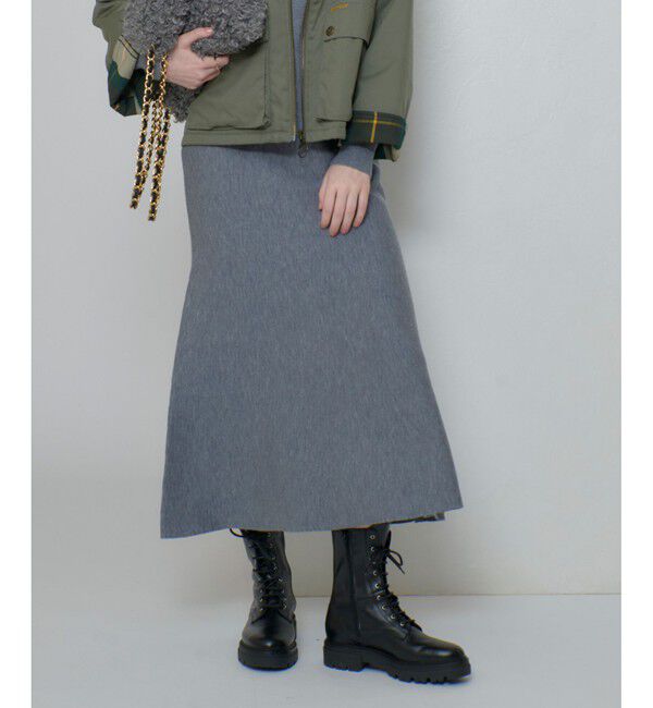 allureville「ウール混Ｗフェイスナローマーメイドスカート」|スカート|グレー