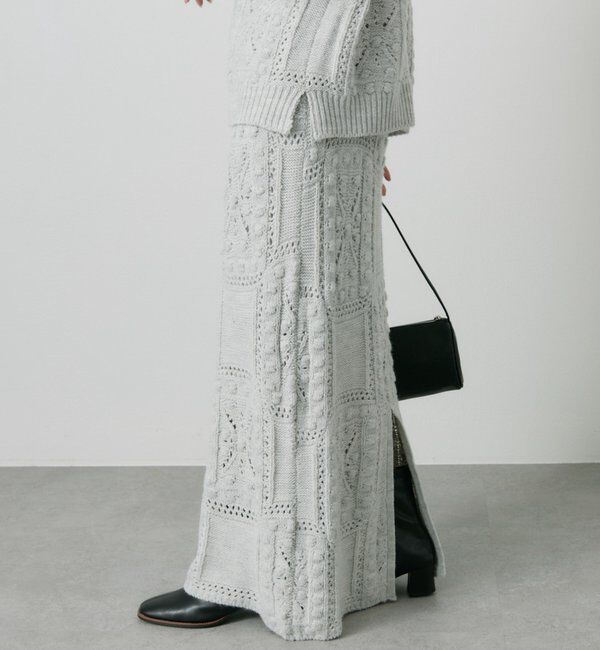  「ポップコーン編みニットスカート」|スカート|
