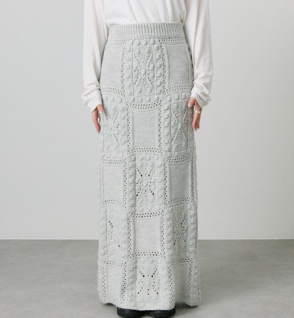  「ポップコーン編みニットスカート」|スカート|