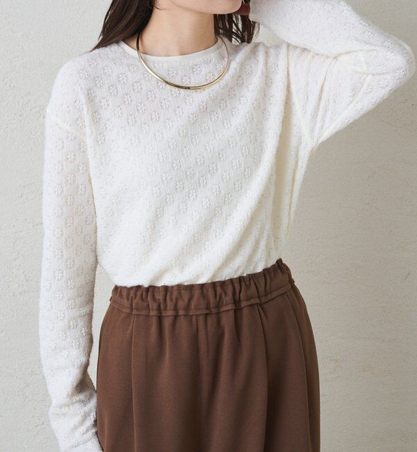  「シャギー花柄ストレッチジャガードプルオーバー」|プルオーバー|