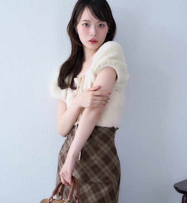  「袖フェザー半袖ニット」|ニット・セーター|