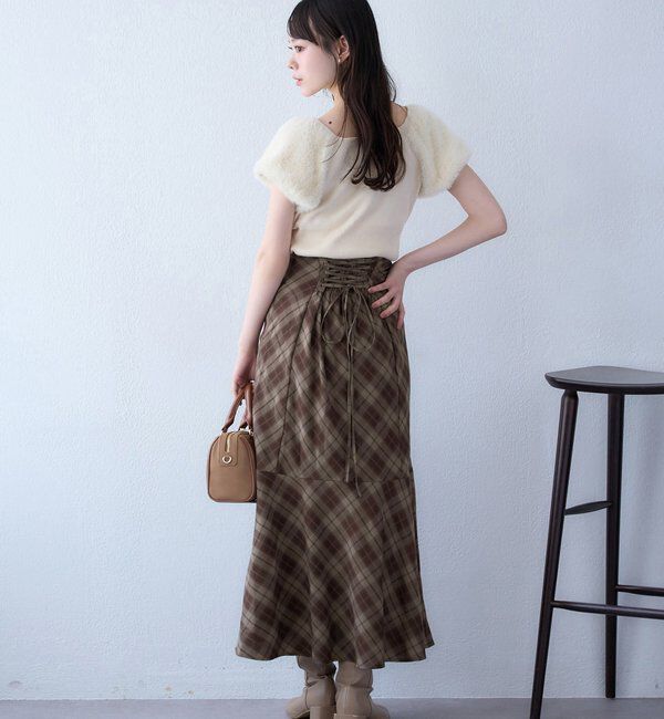  「袖フェザー半袖ニット」|ニット・セーター|