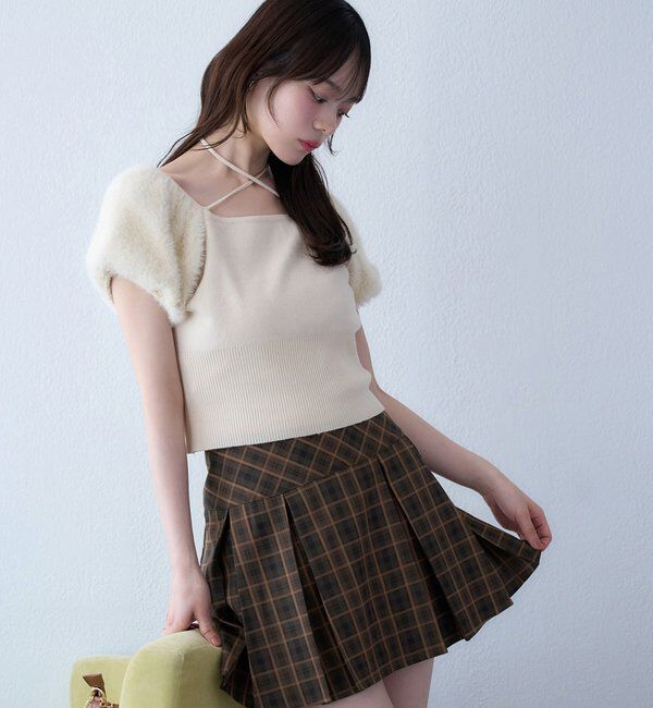  「袖フェザー半袖ニット」|ニット・セーター|