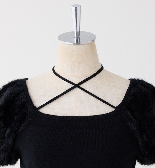 「袖フェザー半袖ニット」|ニット・セーター|