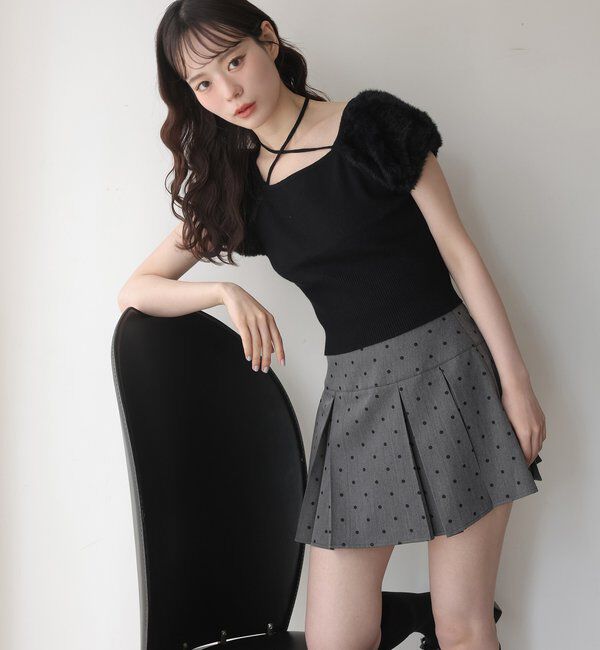  「袖フェザー半袖ニット」|ニット・セーター|