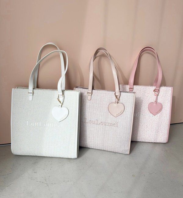 「【LouLoumei】／ハートチャーム付きトートバッグ／自立可能」|ショルダー・メッセンジャー|