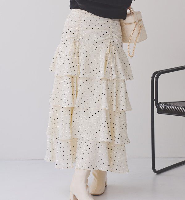  「ドロストティアードロングスカート」|スカート|ドット