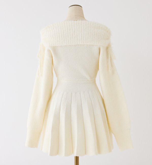 「オフショルプリーツニットミニワンピ」|ワンピース|