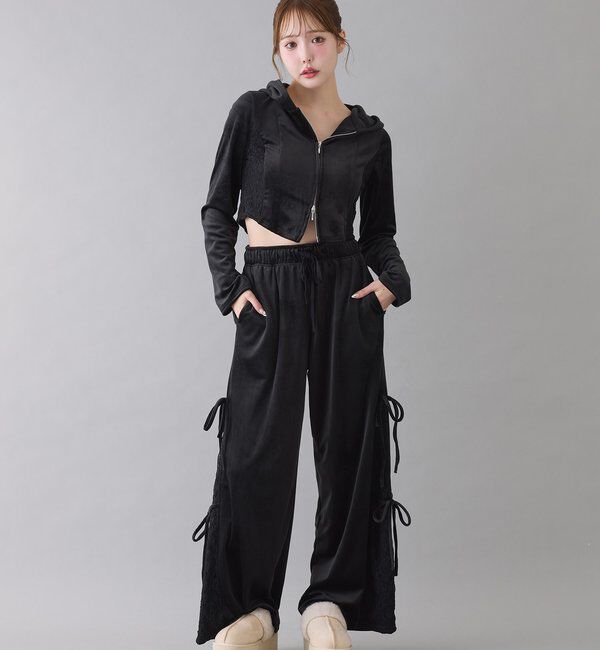  「【セットアップ対応】サイドレースベロアリボンパンツ」|その他|