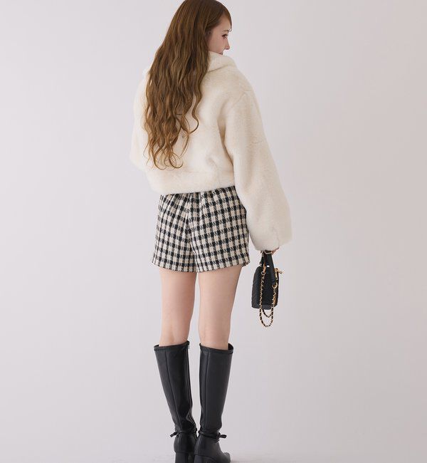  「衿つきエコファーショートコート」|ダウンベスト・ベスト|