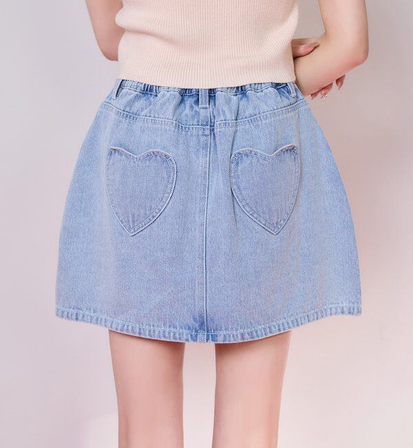  「【Heart collection】ハートポケットミニスカート」|スカート|ブルー