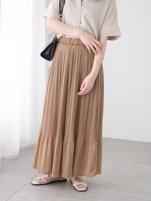 Te chichi TERRASSE「【選べる着丈】消しプリーツスカート」|スカート|ベージュ