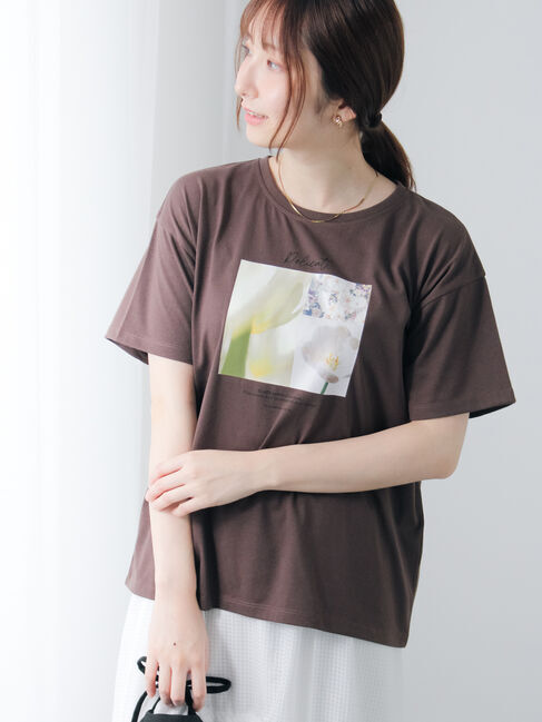 Te chichi TERRASSE「フラワー転写プリントTシャツ」|Tシャツ・カットソー|