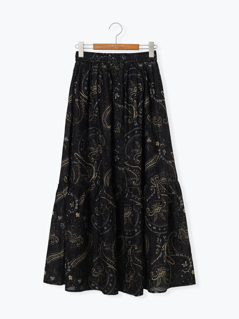 Lugnoncure「【INDIA made】無地/柄アソート切替ギャザースカート」|スカート|