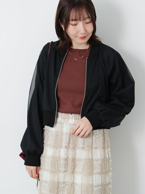 Te chichi TERRASSE「チュールダブルジップブルゾン」|ブルゾン・スタジャン|ブラック