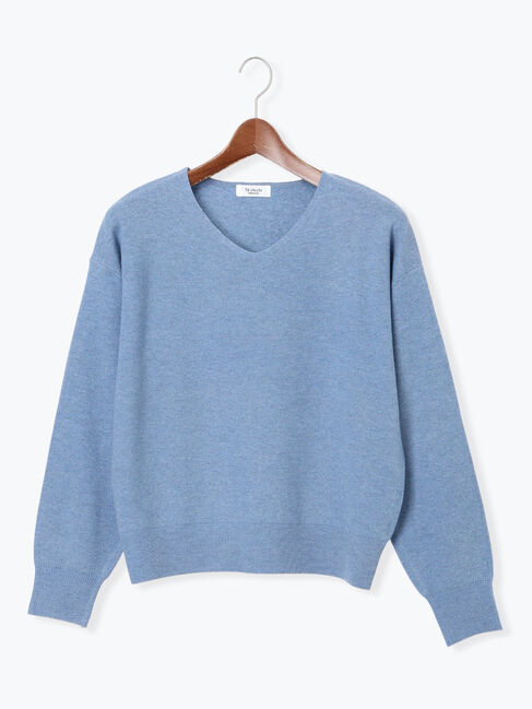 Te chichi TERRASSE「もちもちミラノリブVネックニット」|ニット・セーター|ブルー
