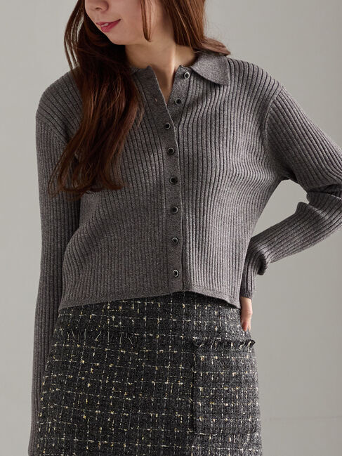 Te chichi「ポロカラークロップトカーディガン」|カーディガン|グレー