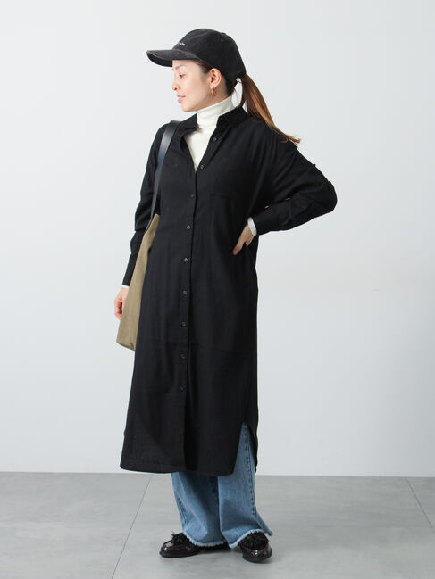 Lugnoncure「アソート起毛シャツワンピース」|ワンピース|ブラック