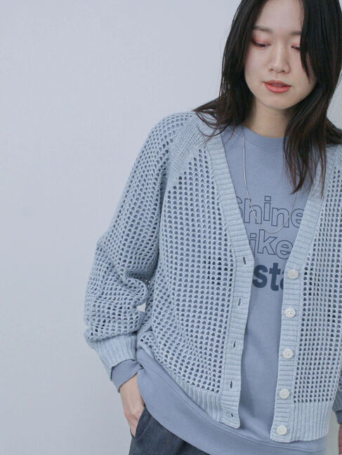 Samansa Mos2 blue「裏毛ロゴスウェット」|Tシャツ・カットソー|