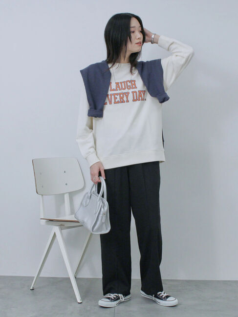 Samansa Mos2 blue「裏毛ロゴスウェット」|Tシャツ・カットソー|