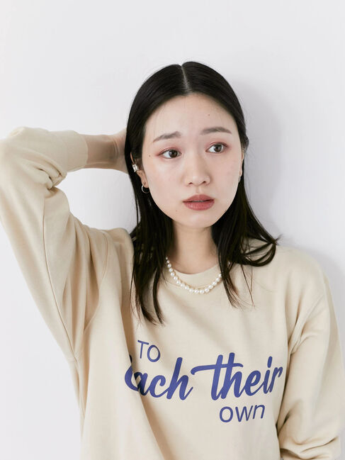 Samansa Mos2 blue「裏毛ロゴスウェット」|Tシャツ・カットソー|