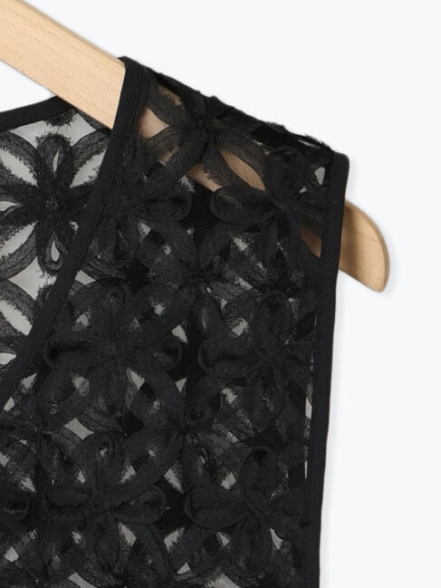 Samansa Mos2 blue「シアーレースベスト」|シャツ・ブラウス|