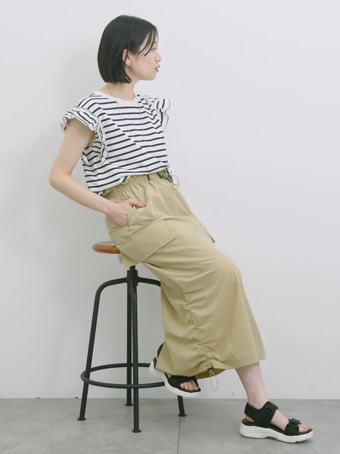 Samansa Mos2 blue「ナイロンカーゴスカート」|スカート|