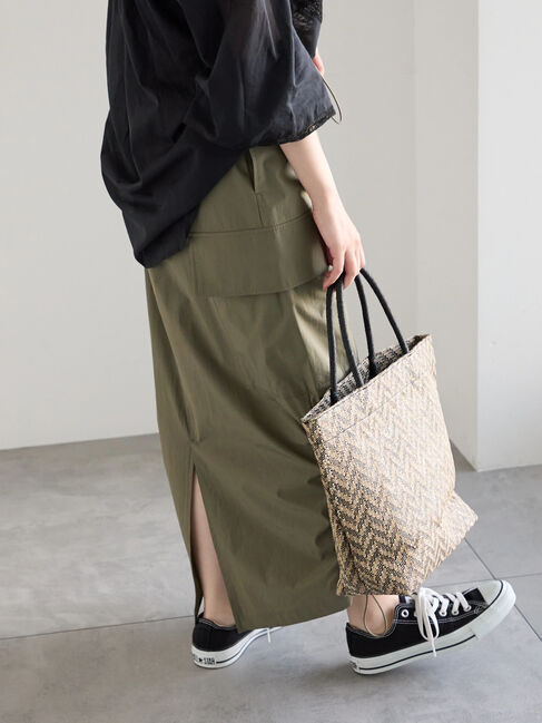 Samansa Mos2 blue「ナイロンカーゴスカート」|スカート|