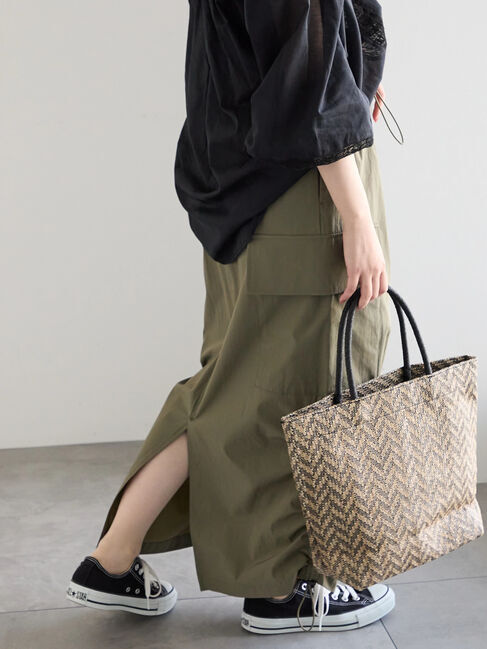 Samansa Mos2 blue「ナイロンカーゴスカート」|スカート|