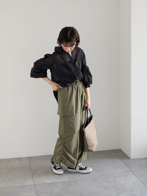 Samansa Mos2 blue「ナイロンカーゴスカート」|スカート|