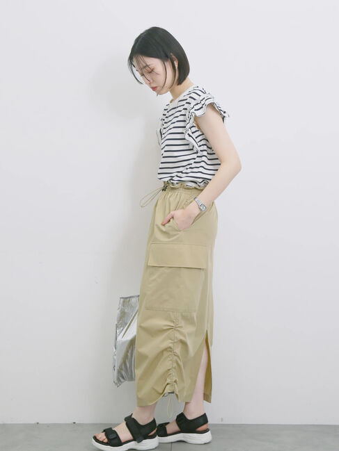 Samansa Mos2 blue「ナイロンカーゴスカート」|スカート|