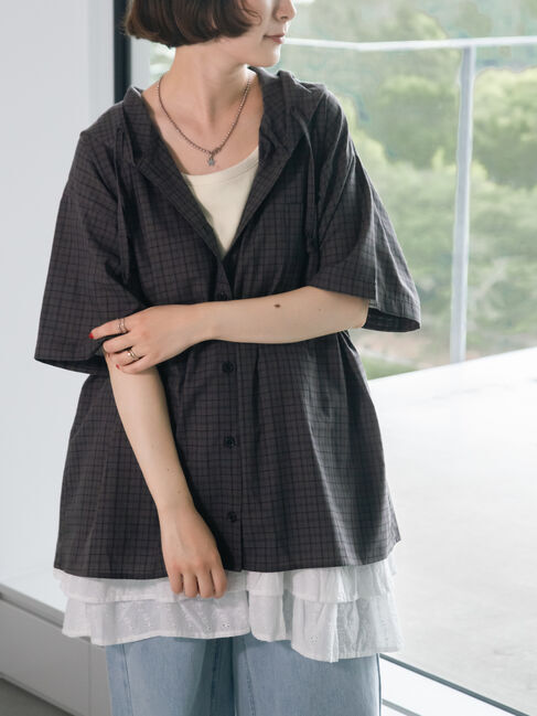 SM2「チェック柄フードシャツ」|シャツ・ブラウス|