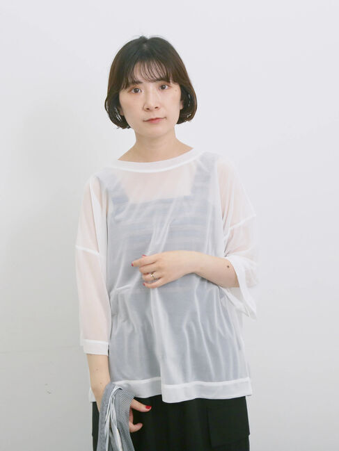 Samansa Mos2 blue「◎シアープルオーバー」|Tシャツ・カットソー|