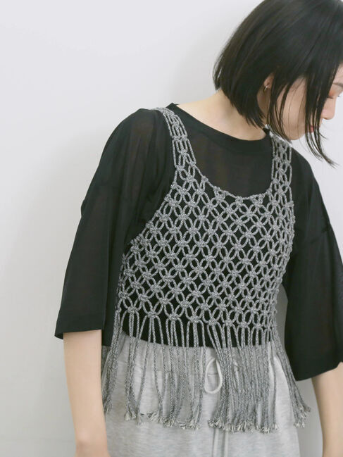 Samansa Mos2 blue「◎シアープルオーバー」|Tシャツ・カットソー|