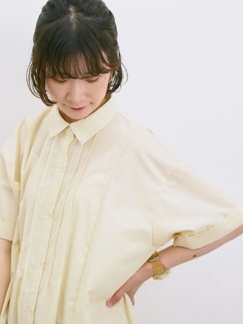 Samansa Mos2 blue「◎サイドギャザーシャツワンピース」|ワンピース|