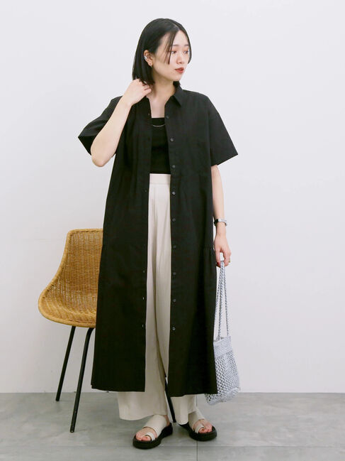 Samansa Mos2 blue「◎サイドギャザーシャツワンピース」|ワンピース|