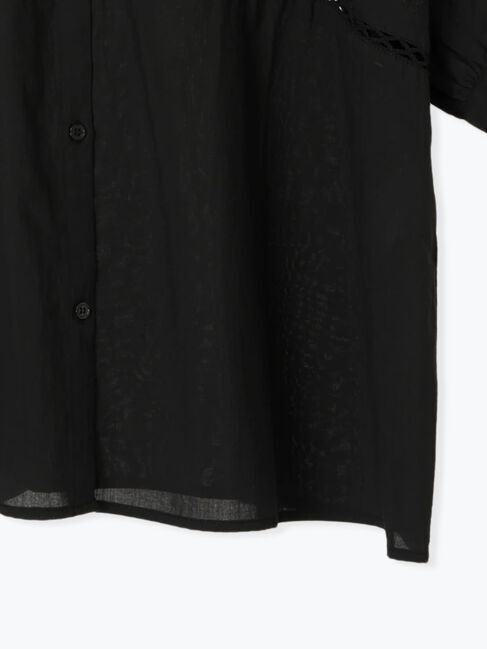 Samansa Mos2「レース切替バンドカラーブラウス」|シャツ・ブラウス|