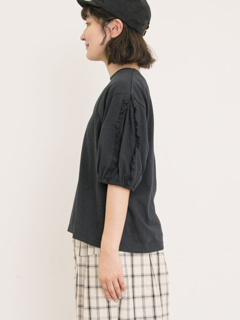 Samansa Mos2「袖タテフリルTシャツ」|Tシャツ・カットソー|