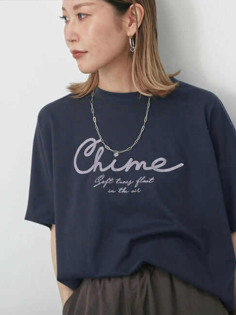 Samansa Mos2 blue「【接触冷感】ドルマンギャザー刺繍Tシャツ」|Tシャツ・カットソー|