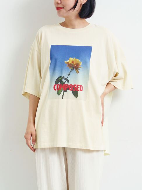 SM2「[接触冷感]バックシャーリング転写プリントTシャツ」|Tシャツ・カットソー|クリーム