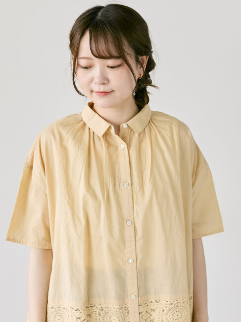 Samansa Mos2「インド裾レースシャツ」|シャツ・ブラウス|