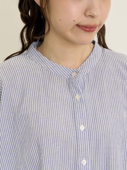 Samansa Mos2「柄アソート肩タックバンドカラーチュニック」|シャツ・ブラウス|