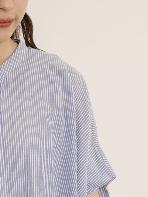 Samansa Mos2「柄アソート肩タックバンドカラーチュニック」|シャツ・ブラウス|