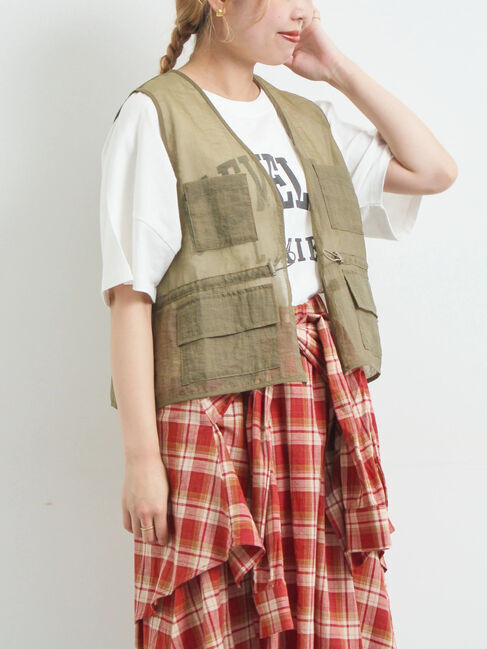 SM2「シアーナイロンジップベスト」|ダウンベスト・ベスト|カーキ