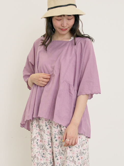 Samansa Mos2「◎裾スカラップブラウス」|シャツ・ブラウス|ラベンダー