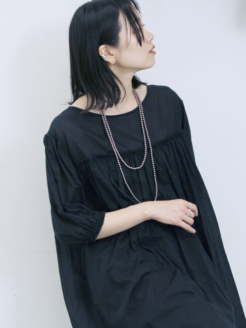 Samansa Mos2 blue「ボイルギャザーチュニック」|シャツ・ブラウス|