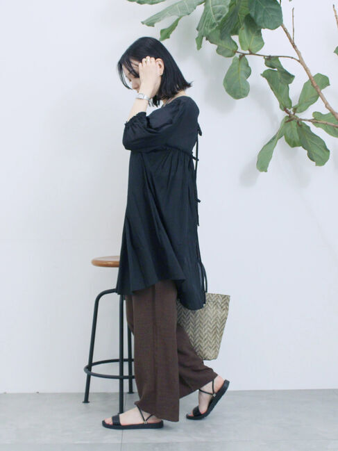 Samansa Mos2 blue「ボイルギャザーチュニック」|シャツ・ブラウス|